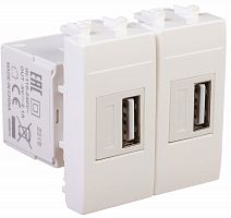 Розетка USB тип А+А модульная DKC Avanti 2-м. 2 мод. 2100мА белое облако картинка